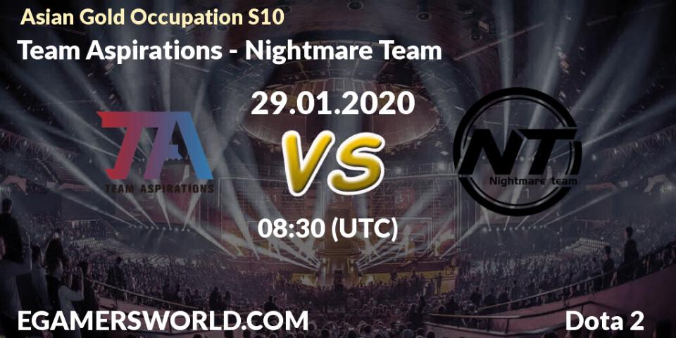 Pronósticos Team Aspirations - Nightmare Team. 29.01.20. Asian Gold Occupation S10 - Dota 2