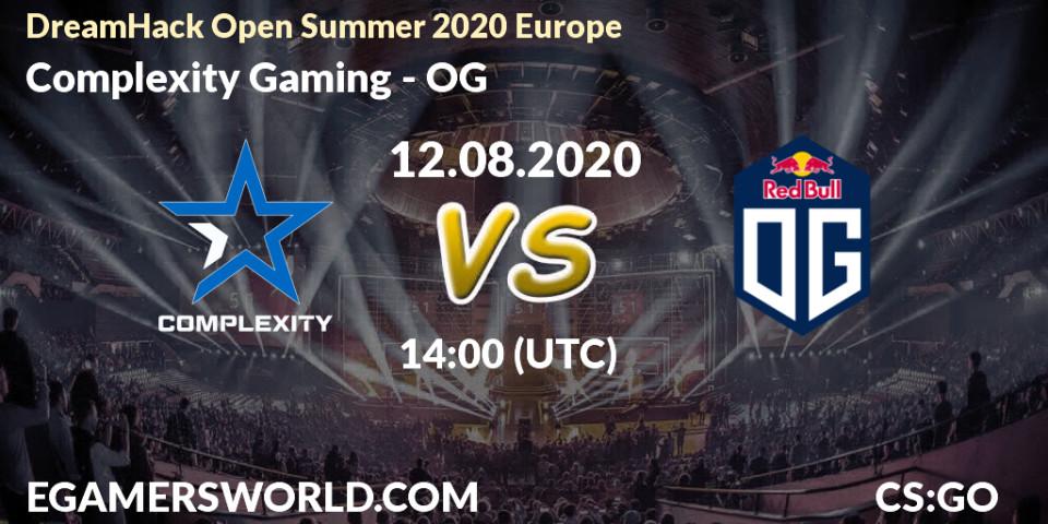 Pronósticos Complexity Gaming - OG. 12.08.2020 at 14:00. DreamHack Open Summer 2020 Europe - Counter-Strike (CS2)