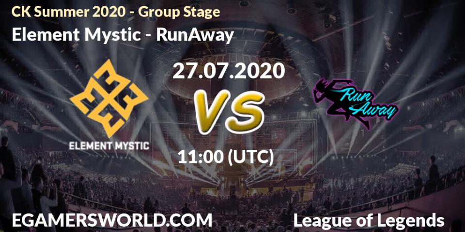 Pronósticos Element Mystic - RunAway. 27.07.20. CK Summer 2020 - Group Stage - LoL