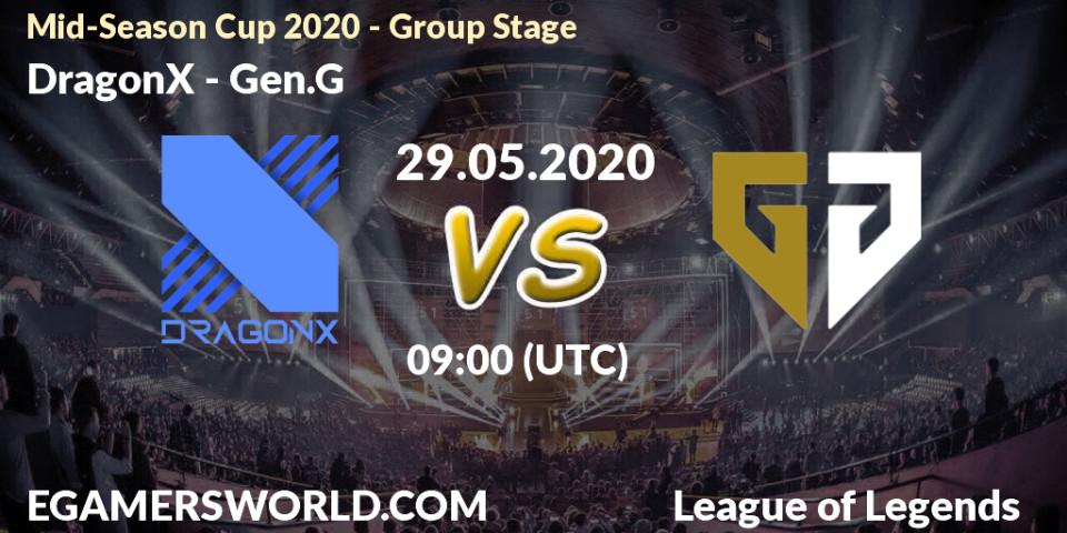 Pronósticos DragonX - Gen.G. 29.05.2020 at 09:00. Mid-Season Cup 2020 - Group Stage - LoL