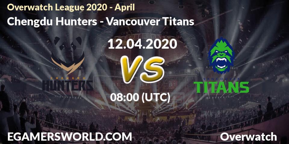 Pronósticos Chengdu Hunters - Vancouver Titans. 12.04.2020 at 08:00. Overwatch League 2020 - April - Overwatch