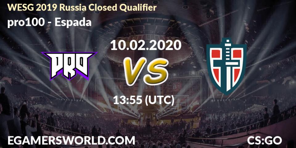 Pronósticos pro100 - Espada. 10.02.20. WESG 2019 Russia Closed Qualifier - CS2 (CS:GO)