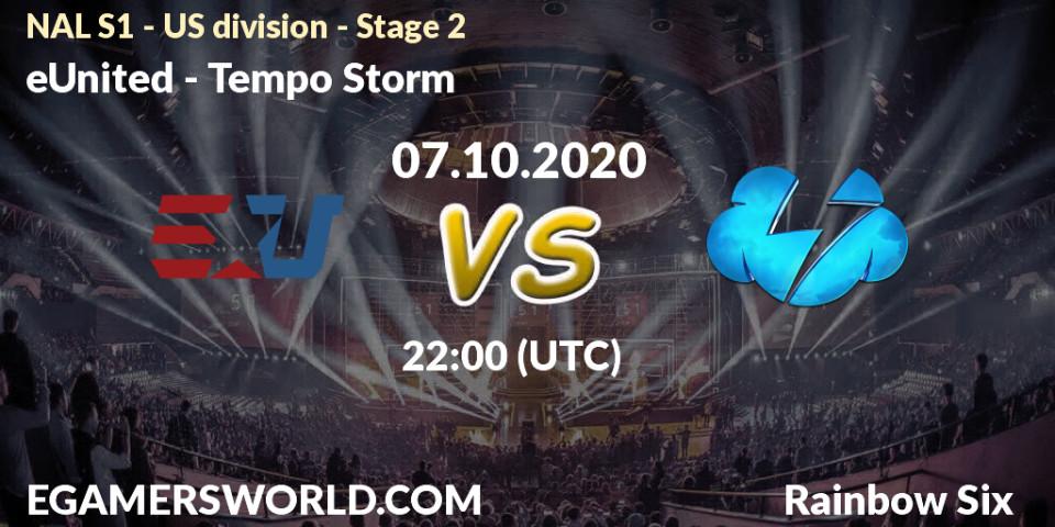 Pronósticos eUnited - Tempo Storm. 08.10.20. NAL S1 - US division - Stage 2 - Rainbow Six