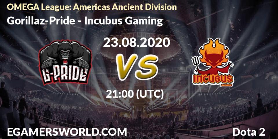 Pronósticos Gorillaz-Pride - Incubus Gaming. 23.08.2020 at 20:54. OMEGA League: Americas Ancient Division - Dota 2