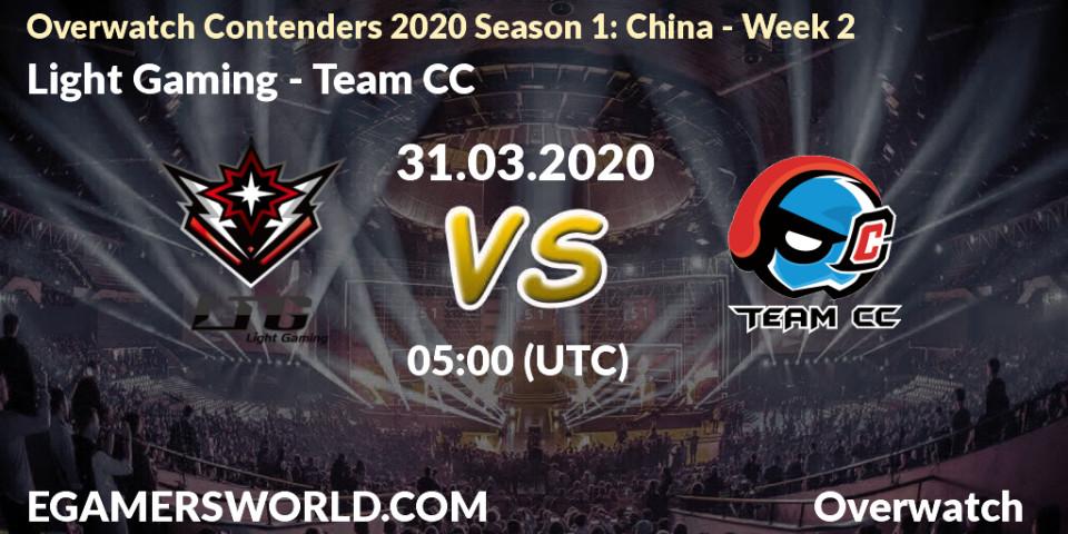 Pronósticos Light Gaming - Team CC. 31.03.20. Overwatch Contenders 2020 Season 1: China - Week 2 - Overwatch
