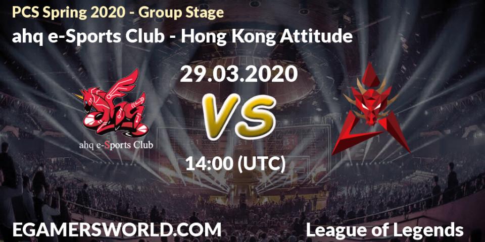 Pronósticos ahq e-Sports Club - Hong Kong Attitude. 29.03.20. PCS Spring 2020 - Group Stage - LoL