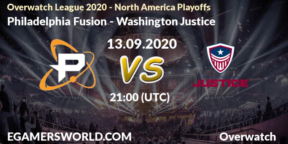 Pronósticos Philadelphia Fusion - Washington Justice. 13.09.20. Overwatch League 2020 - North America Playoffs - Overwatch