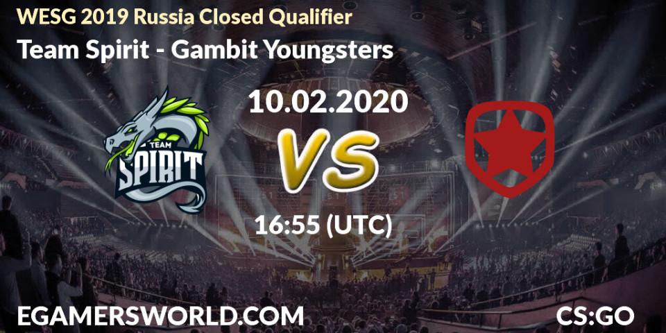 Pronósticos Team Spirit - Gambit Youngsters. 10.02.2020 at 16:55. WESG 2019 Russia Closed Qualifier - Counter-Strike (CS2)