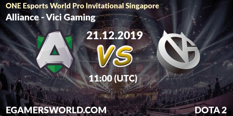 Pronósticos Alliance - Vici Gaming. 21.12.19. ONE Esports World Pro Invitational Singapore - Dota 2