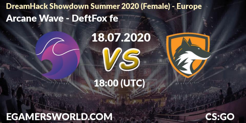 Pronósticos Arcane Wave - DeftFox fe. 18.07.2020 at 17:50. DreamHack Showdown Summer 2020 (Female) - Europe - Counter-Strike (CS2)