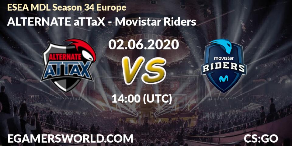Pronósticos ALTERNATE aTTaX - Movistar Riders. 02.06.20. ESEA MDL Season 34 Europe - CS2 (CS:GO)