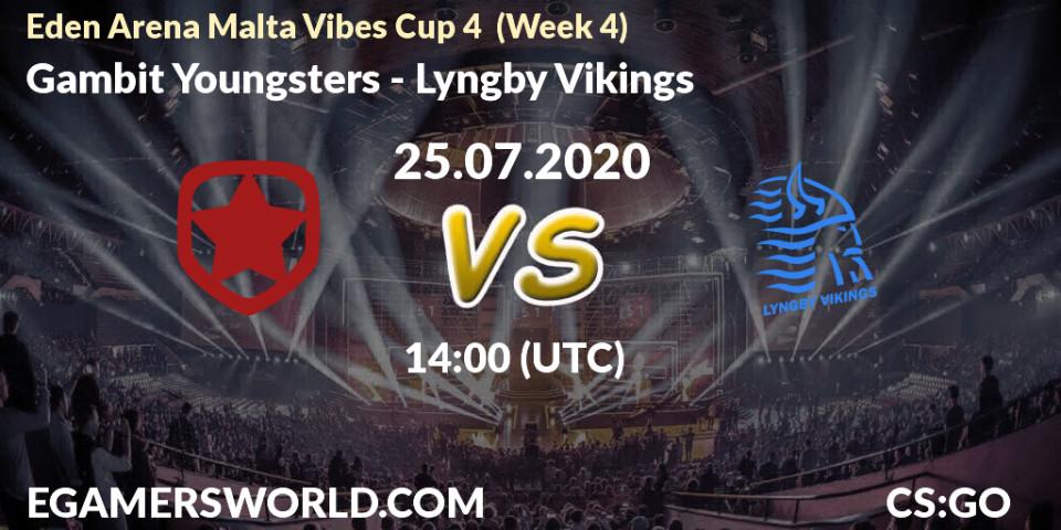 Pronósticos Gambit Youngsters - Lyngby Vikings. 25.07.2020 at 14:40. Eden Arena Malta Vibes Cup 4 (Week 4) - Counter-Strike (CS2)