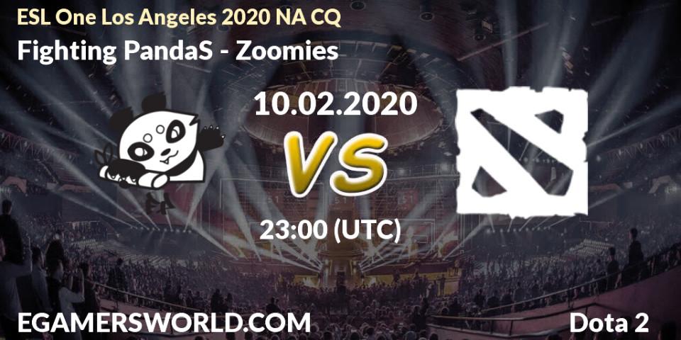 Pronósticos Fighting PandaS - Zoomies. 10.02.20. ESL One Los Angeles 2020 NA CQ - Dota 2