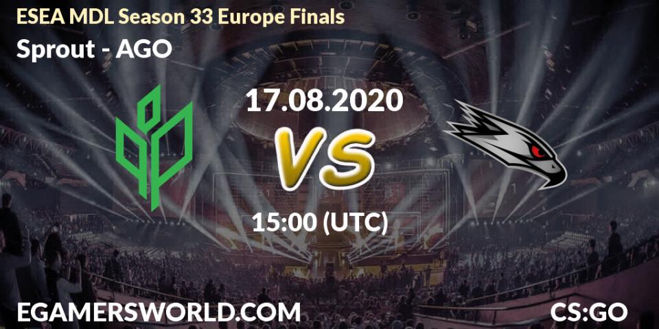 Pronósticos Sprout - AGO. 17.08.2020 at 15:00. ESEA MDL Season 33 Europe Finals - Counter-Strike (CS2)