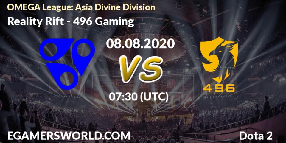 Pronósticos Reality Rift - 496 Gaming. 08.08.20. OMEGA League: Asia Divine Division - Dota 2