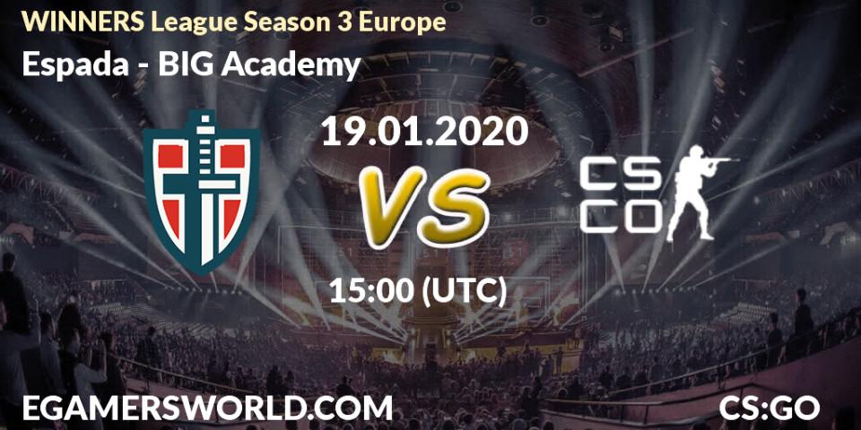 Pronósticos Espada - BIG Academy. 19.01.20. WINNERS League Season 3 Europe - CS2 (CS:GO)