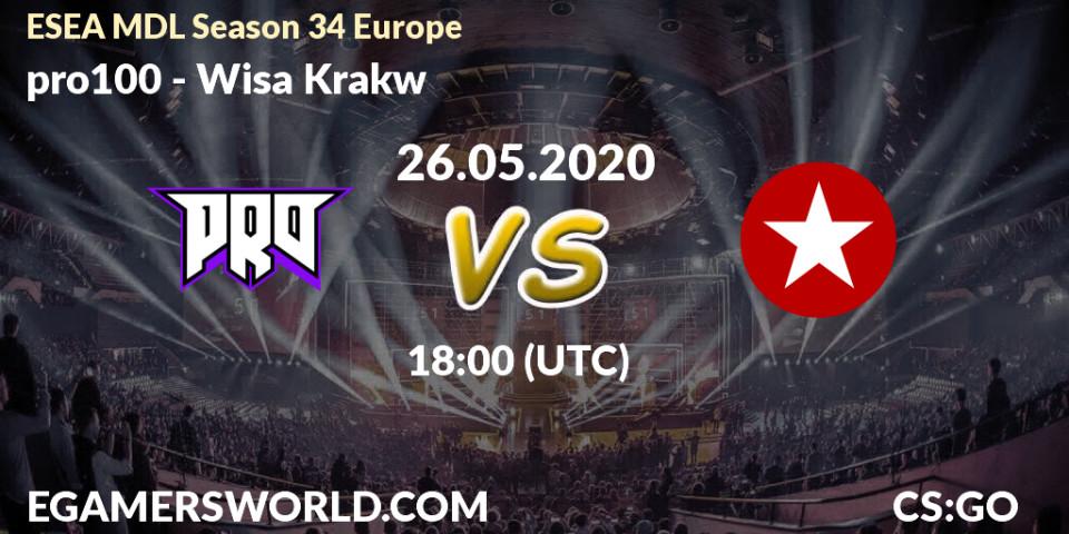Pronósticos pro100 - Wisła Kraków. 26.05.20. ESEA MDL Season 34 Europe - CS2 (CS:GO)