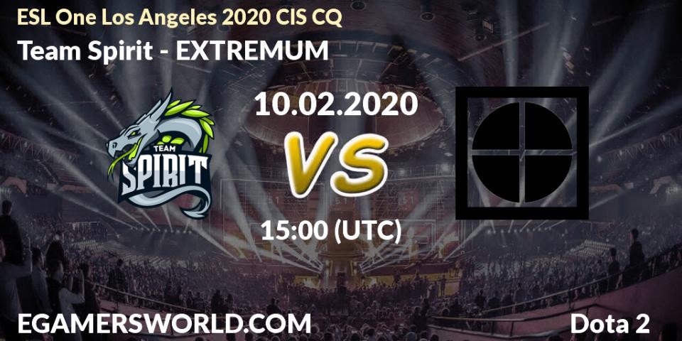 Pronósticos Team Spirit - EXTREMUM. 10.02.2020 at 15:21. ESL One Los Angeles 2020 CIS CQ - Dota 2
