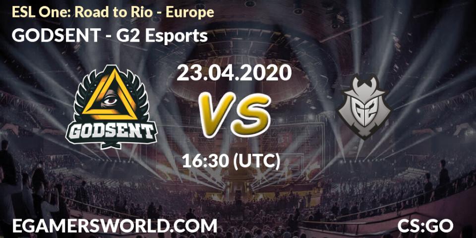 Pronósticos GODSENT - G2 Esports. 23.04.20. ESL One: Road to Rio - Europe - CS2 (CS:GO)