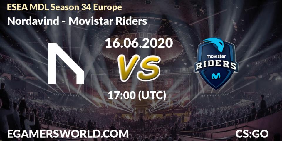 Pronósticos Nordavind - Movistar Riders. 16.06.20. ESEA MDL Season 34 Europe - CS2 (CS:GO)