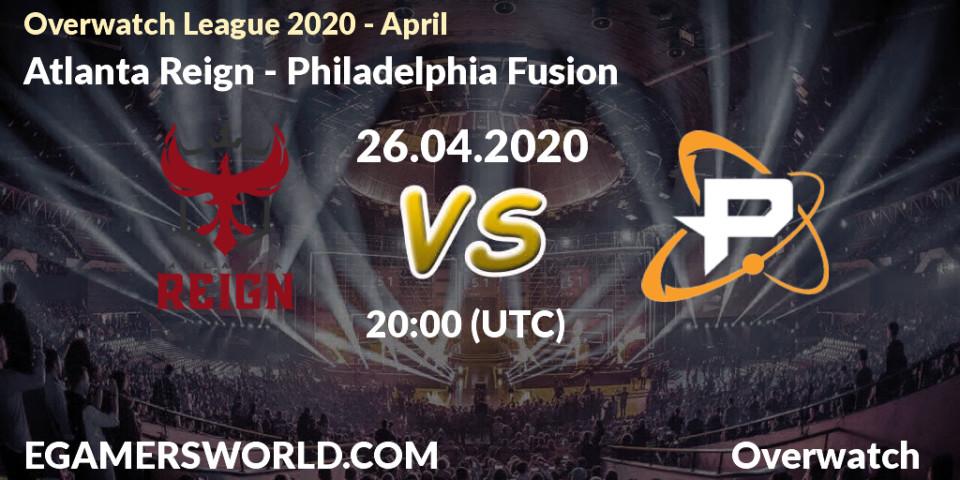 Pronósticos Atlanta Reign - Philadelphia Fusion. 25.04.2020 at 20:00. Overwatch League 2020 - April - Overwatch