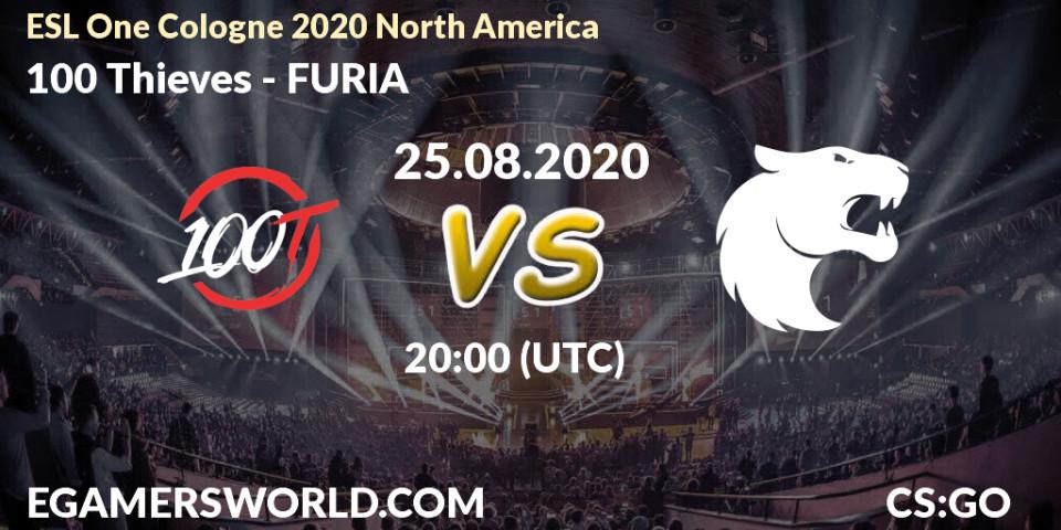 Pronósticos 100 Thieves - FURIA. 25.08.2020 at 20:00. ESL One Cologne 2020 North America - Counter-Strike (CS2)
