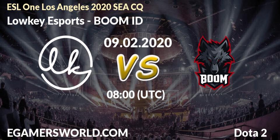 Pronósticos Lowkey Esports - BOOM ID. 09.02.20. ESL One Los Angeles 2020 SEA CQ - Dota 2