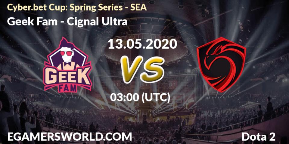 Pronósticos Geek Fam - Cignal Ultra. 13.05.2020 at 03:05. Cyber.bet Cup: Spring Series - SEA - Dota 2