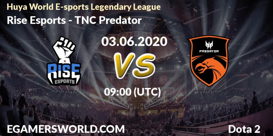 Pronósticos Rise Esports - TNC Predator. 03.06.2020 at 10:29. Huya World E-sports Legendary League - Dota 2