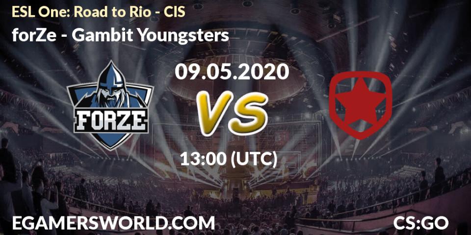 Pronósticos forZe - Gambit Youngsters. 09.05.20. ESL One: Road to Rio - CIS - CS2 (CS:GO)