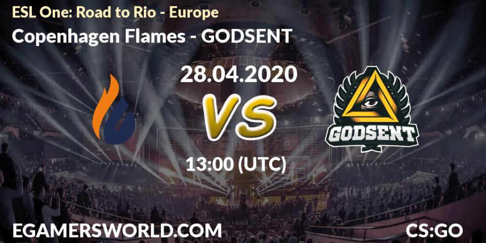 Pronósticos Copenhagen Flames - GODSENT. 28.04.2020 at 13:00. ESL One: Road to Rio - Europe - Counter-Strike (CS2)