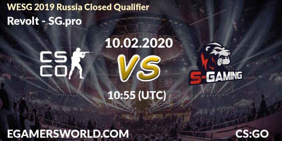 Pronósticos Revolt - SG.pro. 10.02.2020 at 10:55. WESG 2019 Russia Closed Qualifier - Counter-Strike (CS2)