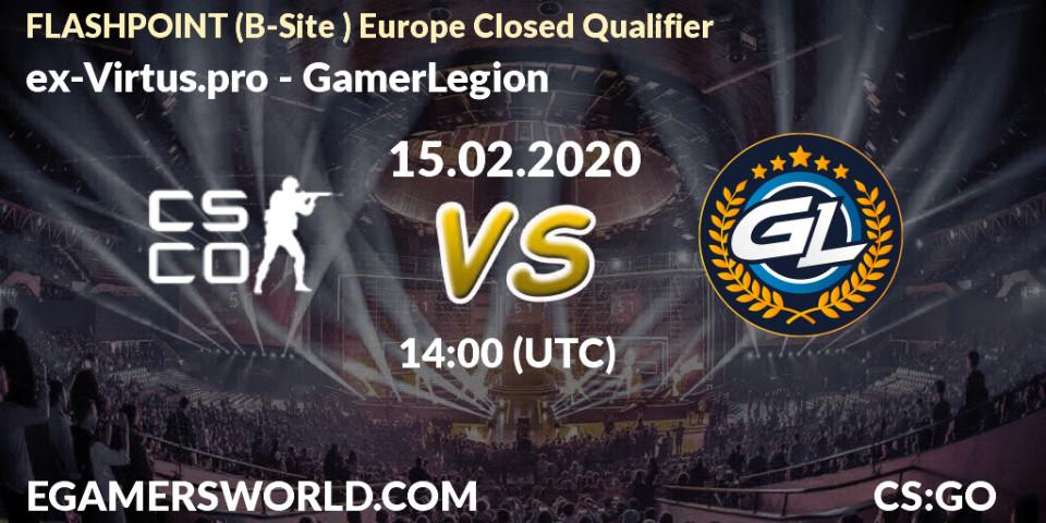 Pronósticos ex-Virtus.pro - GamerLegion. 15.02.20. FLASHPOINT Europe Closed Qualifier - CS2 (CS:GO)