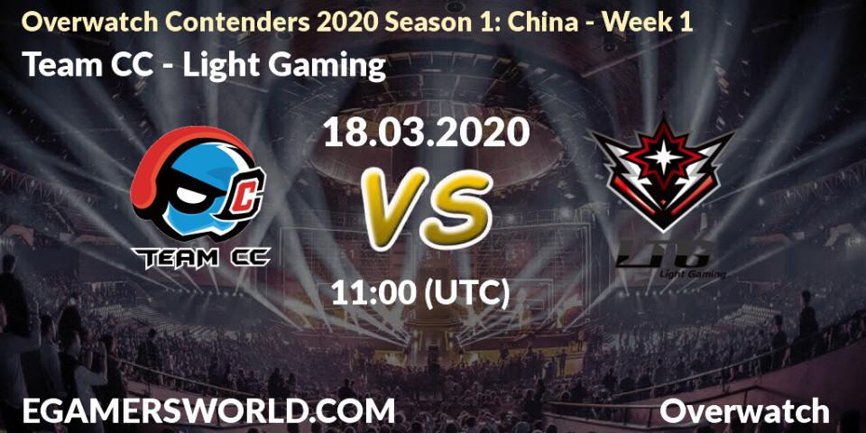 Pronósticos Team CC - Light Gaming. 18.03.20. Overwatch Contenders 2020 Season 1: China - Week 1 - Overwatch