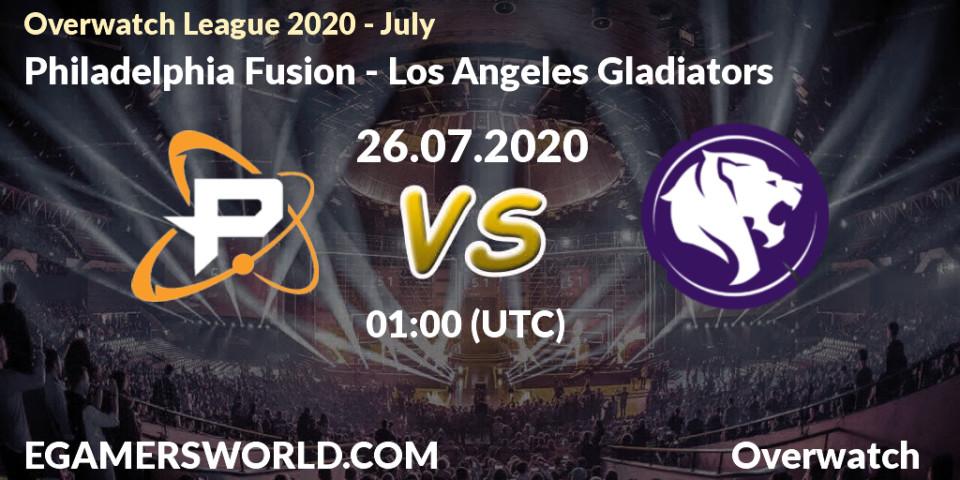 Pronósticos Philadelphia Fusion - Los Angeles Gladiators. 26.07.20. Overwatch League 2020 - July - Overwatch