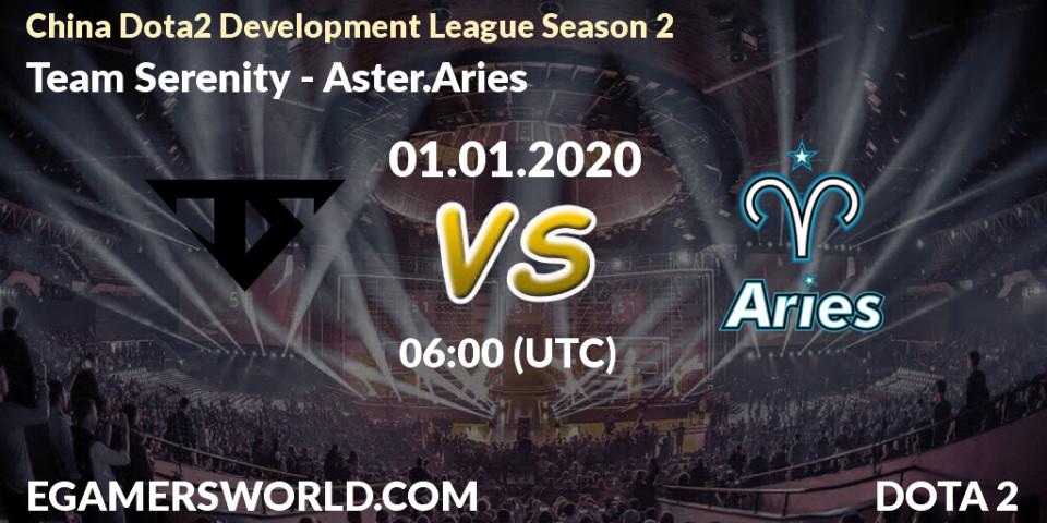 Pronósticos Team Serenity - Aster.Aries. 01.01.2020 at 04:50. China Dota2 Development League Season 2 - Dota 2