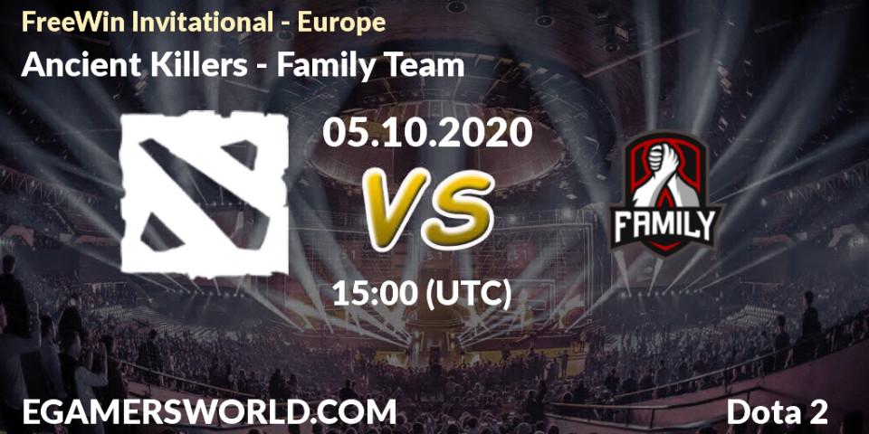 Pronósticos Ancient Killers - Family Team. 05.10.2020 at 15:04. FreeWin Invitational - Europe - Dota 2