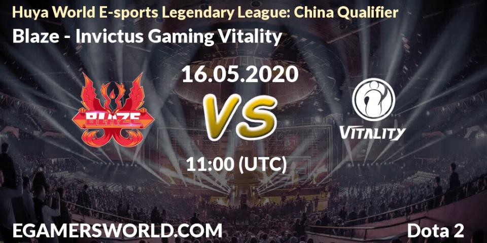 Pronósticos Blaze - Invictus Gaming Vitality. 16.05.2020 at 11:11. Huya World E-sports Legendary League: China Qualifier - Dota 2