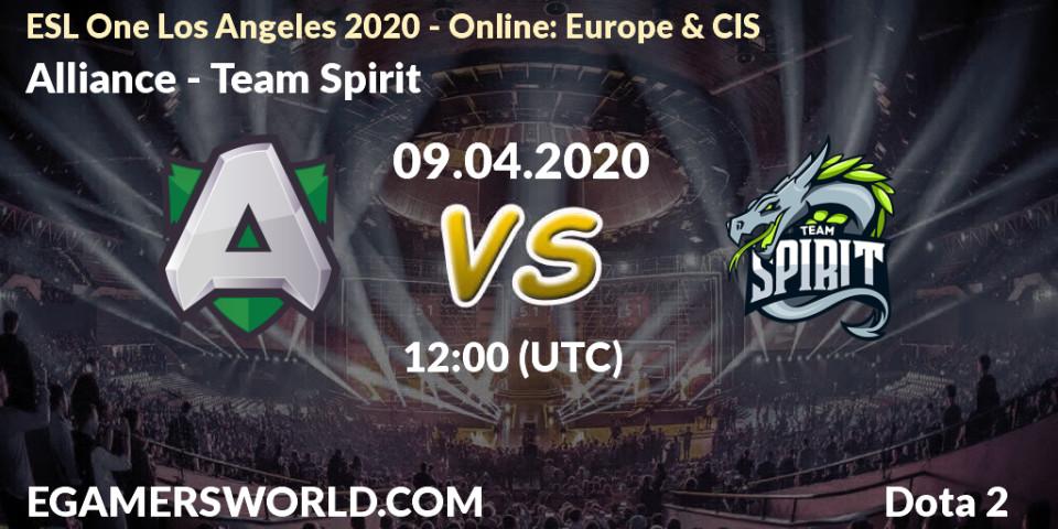 Pronósticos Alliance - Team Spirit. 09.04.2020 at 12:06. ESL One Los Angeles 2020 - Online: Europe & CIS - Dota 2