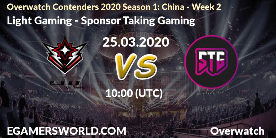 Pronósticos Light Gaming - Sponsor Taking Gaming. 25.03.20. Overwatch Contenders 2020 Season 1: China - Week 2 - Overwatch