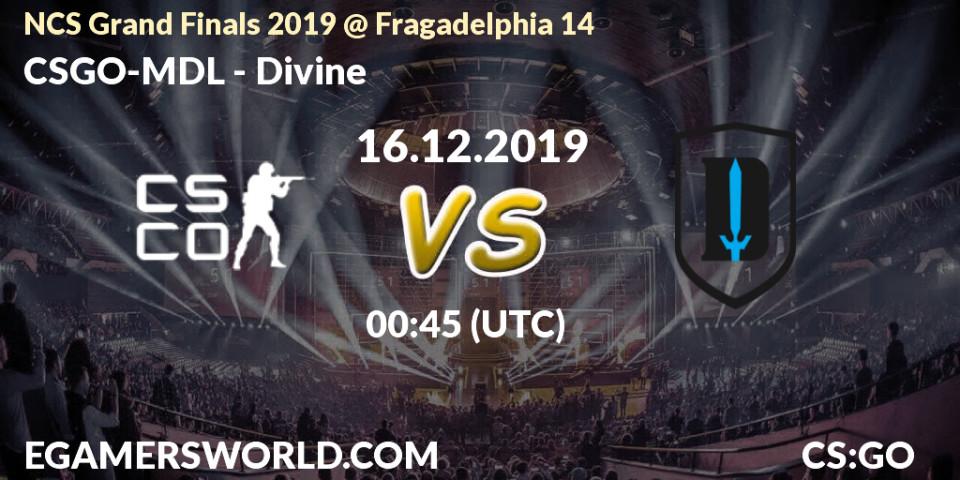 Pronósticos CSGO-MDL - Divine. 16.12.2019 at 01:00. NCS Grand Finals 2019 @ Fragadelphia 14 - Counter-Strike (CS2)