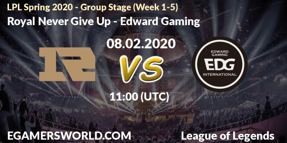 Pronósticos Royal Never Give Up - Edward Gaming. 29.03.20. LPL Spring 2020 - Group Stage (Week 1-4) - LoL