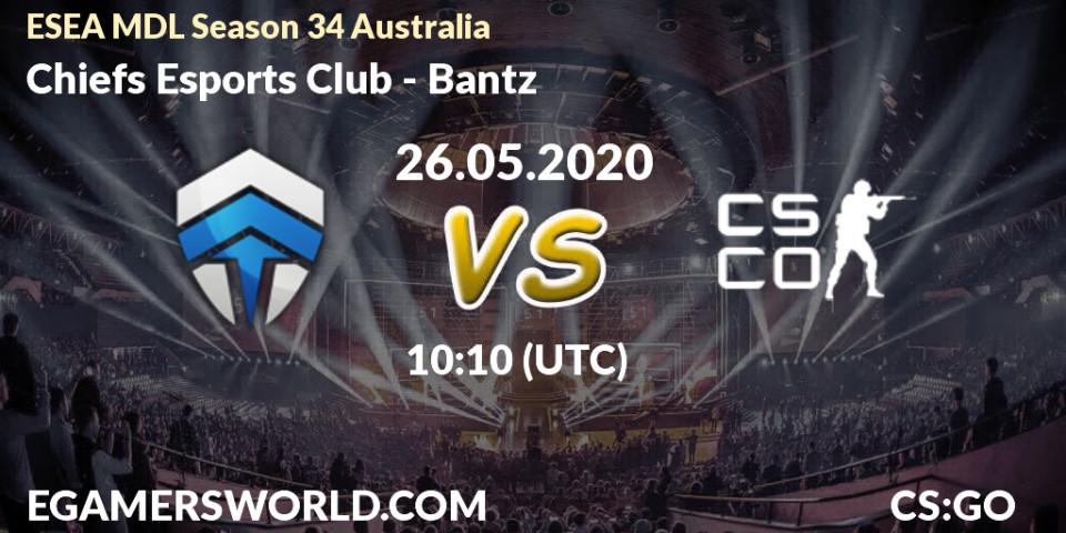 Pronósticos Chiefs Esports Club - Bantz. 31.05.2020 at 09:10. ESEA MDL Season 34 Australia - Counter-Strike (CS2)