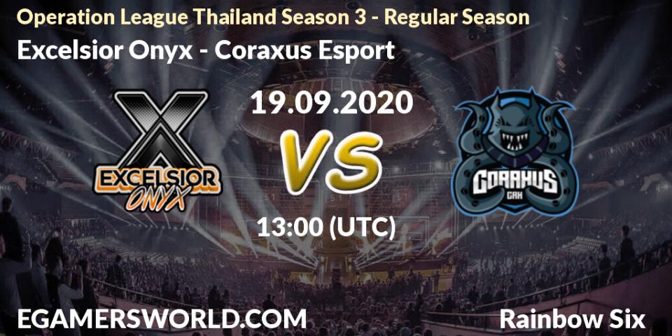 Pronósticos Excelsior Onyx - Coraxus Esport. 19.09.2020 at 13:00. Operation League Thailand Season 3 - Regular Season - Rainbow Six