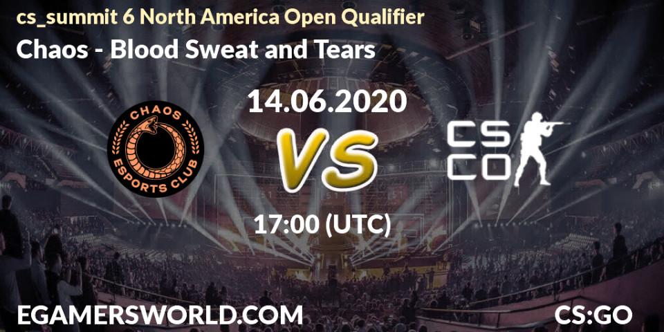 Pronósticos Chaos - Blood Sweat and Tears. 14.06.2020 at 17:00. cs_summit 6 North America Open Qualifier - Counter-Strike (CS2)