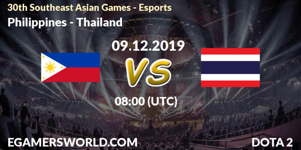 Pronósticos Philippines - Thailand. 09.12.19. 30th Southeast Asian Games - Esports - Dota 2