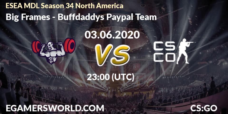 Pronósticos Big Frames - Buffdaddys Paypal Team. 03.06.20. ESEA MDL Season 34 North America - CS2 (CS:GO)