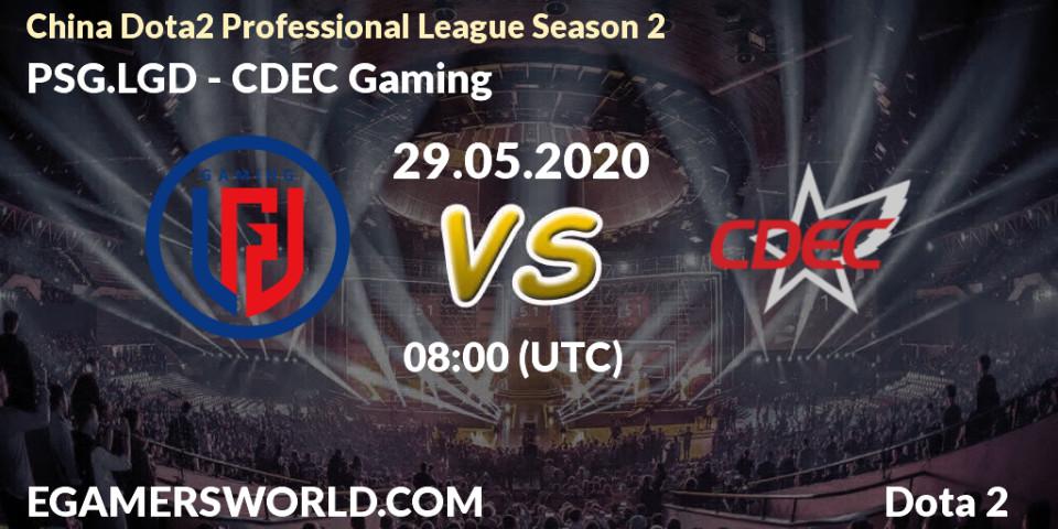 Pronósticos PSG.LGD - CDEC Gaming. 29.05.2020 at 08:45. China Dota2 Professional League Season 2 - Dota 2