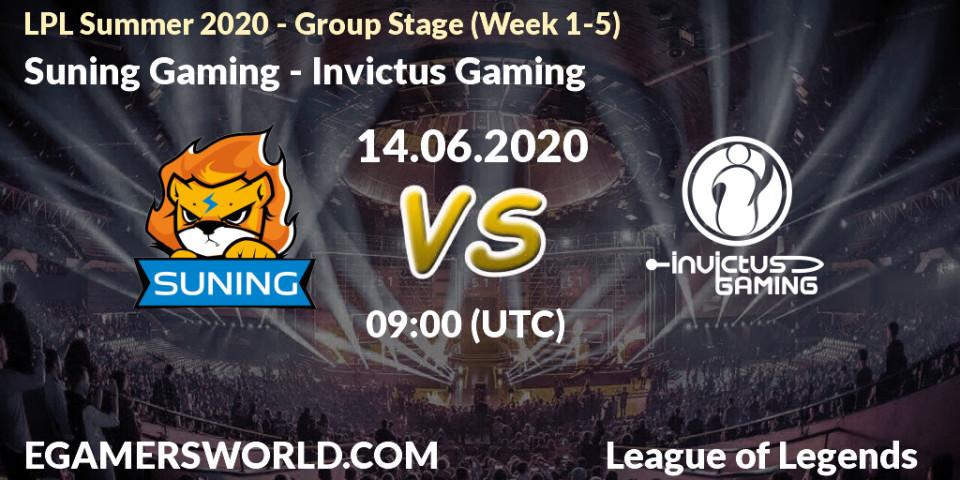 Pronósticos Suning Gaming - Invictus Gaming. 14.06.20. LPL Summer 2020 - Group Stage (Week 1-5) - LoL
