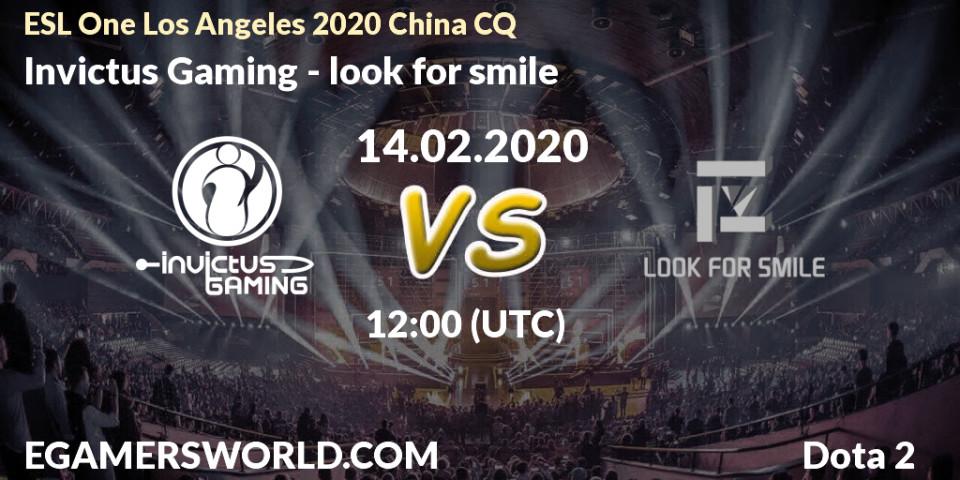 Pronósticos Invictus Gaming - look for smile. 15.02.20. ESL One Los Angeles 2020 China CQ - Dota 2